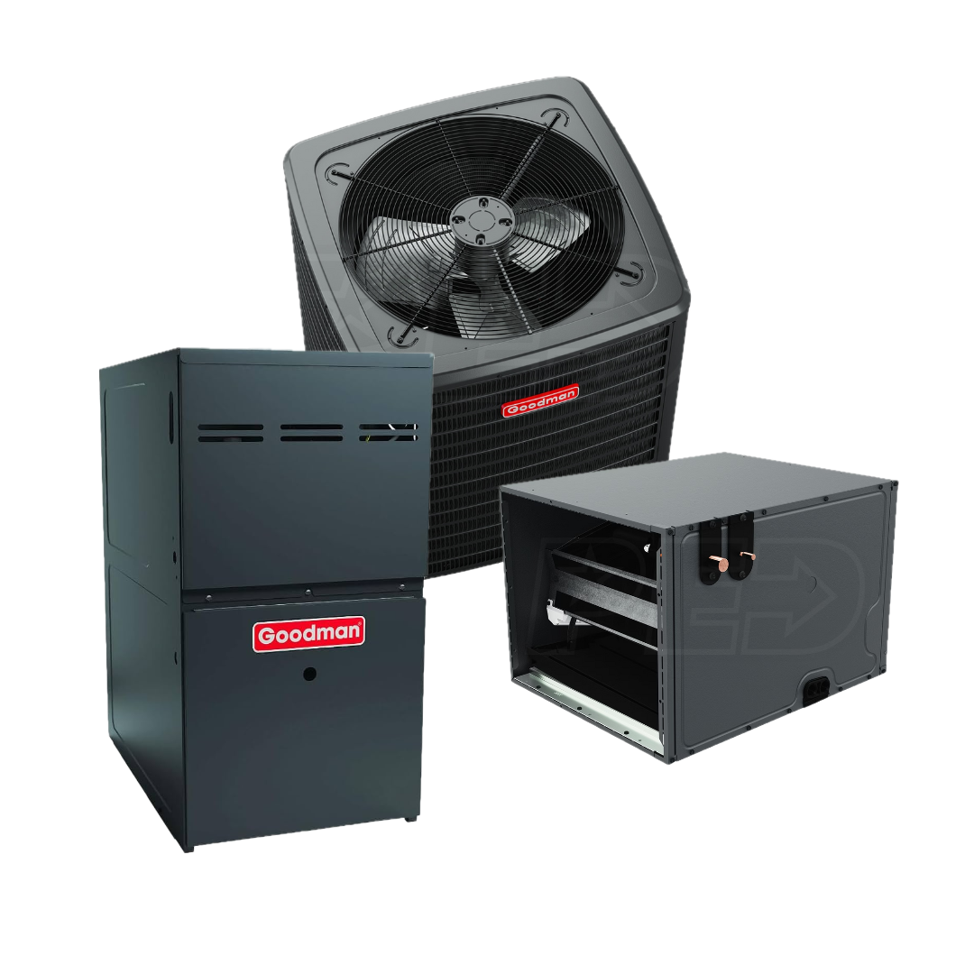 Goodman - 5 - Ton - 14.3 SEER2 - Gas Furnace System – 80% AFUE - Single-Stage - Horizontal Only System With Install